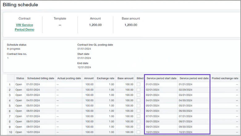 Sage Intacct R4 2024 billing schedule