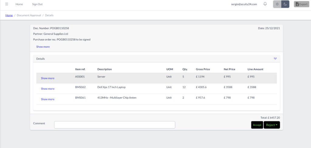 acuity approvals module