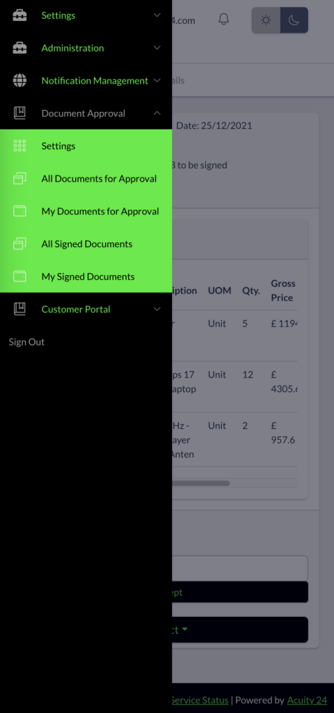 acuity approvals module