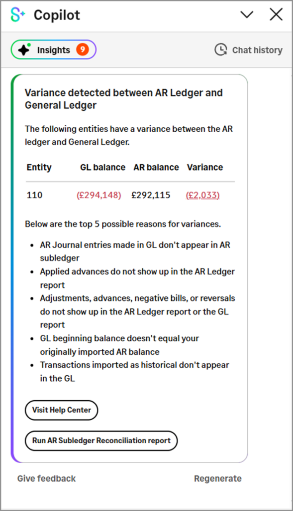 Copilot Variance Analysis at Acuity24 Sage Intacct Partners